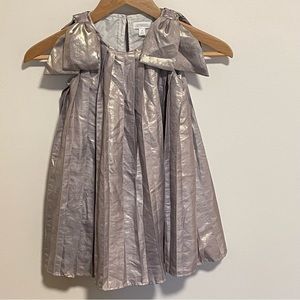 Gymboree Girls’ Pleated Dress Metallic with Bows on Shoulders Size 4